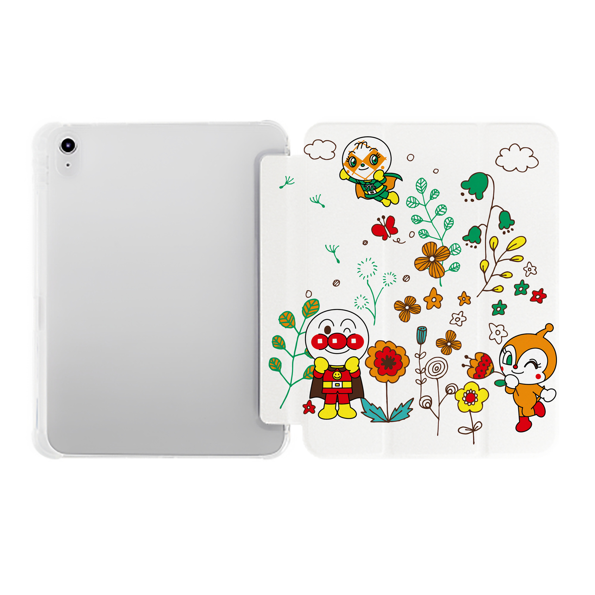 （画像用） アンパンマン Anpanman IPad ケース ペン収納付き 三つ折りスタンド PUレザー×シリコン 対応機種9.5/10.5/10.9インチ
